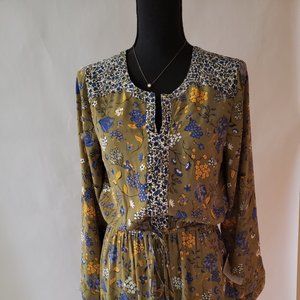 NWT DR2 Green Floral long Sleeve Dress